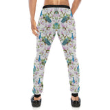 Peacock Pink Flower Pattern Unisex Casual Sweatpants