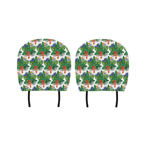 Heliconia Butterfly Leaves Pattern Car Headrest Cover