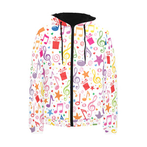 Music Notes Pattern Print Design 04 Men's Padded Hooded Jacket(ModelH42)