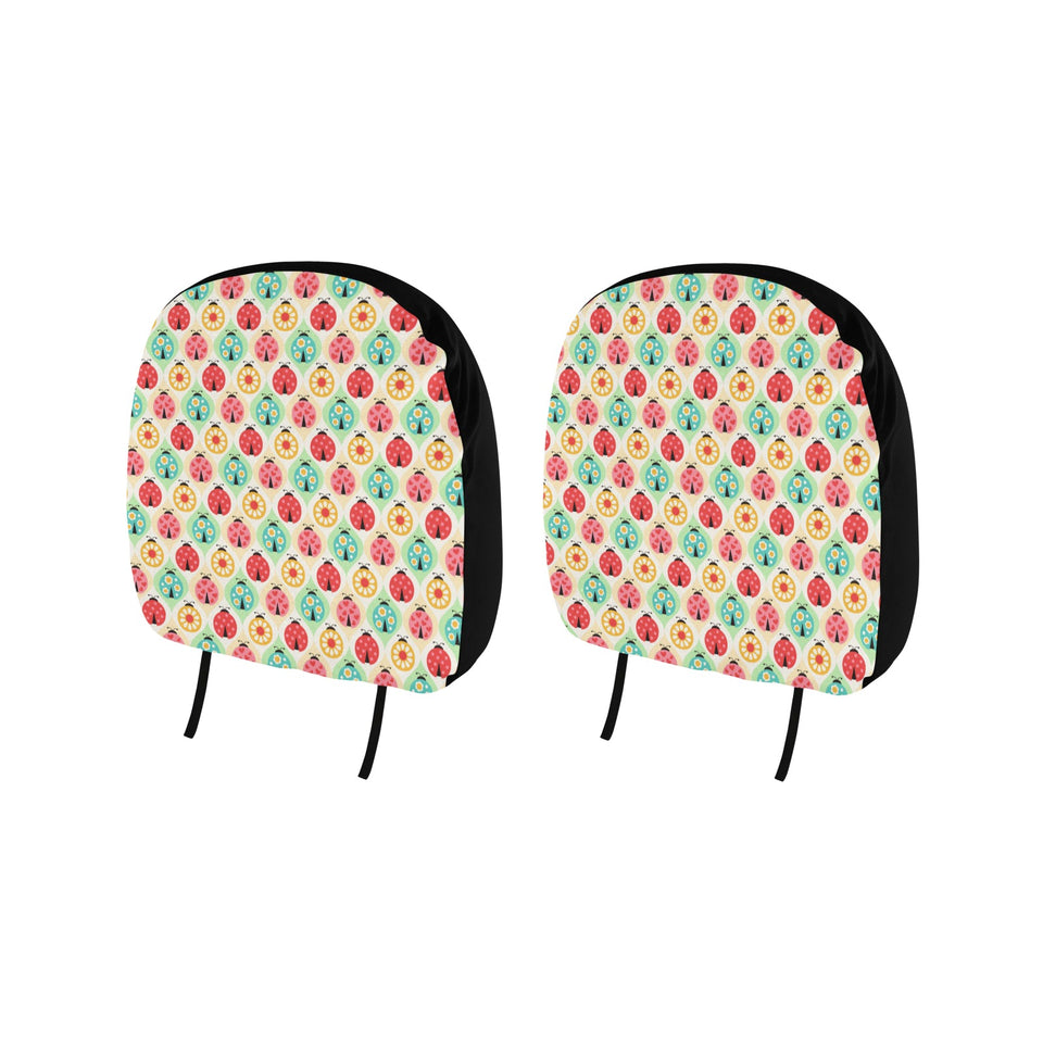 Ladybug Pattern Print Design 02 Car Headrest Cover