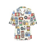 Camera Pattern Print Design 05 Women's All Over Print Hawaiian Shirt