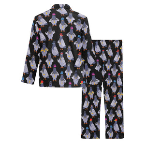 Pigeon Pattern Print Design 04 Men's Long Pajama Set