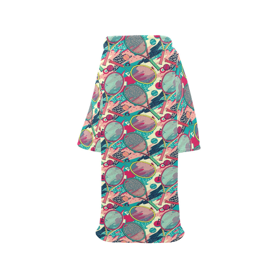 Tennis Pattern Print Design 01 Blanket Robe with Sleeves