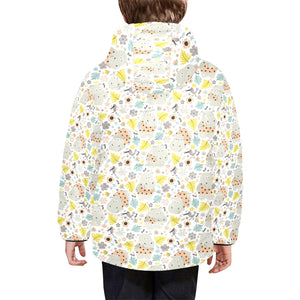 Hippopotamus Pattern Print Design 05 Kids' Boys' Girls' Padded Hooded Jacket