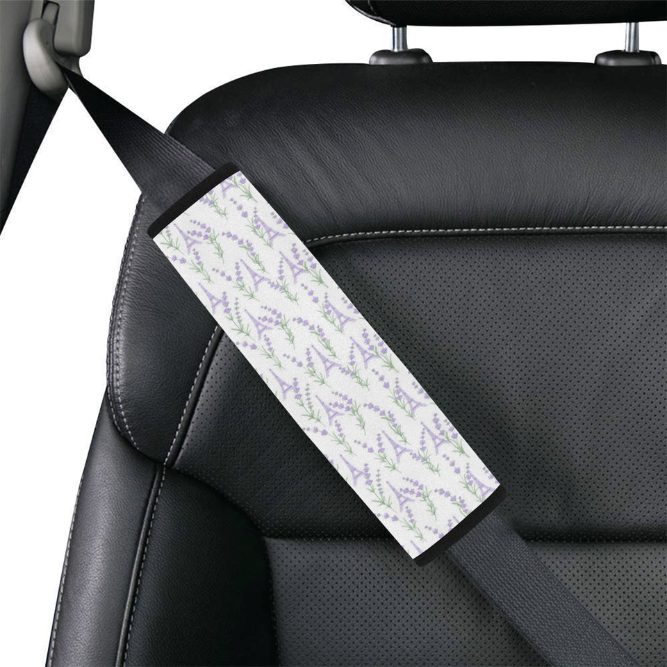 Eiffel Tower Lavender Pattern Print Design 01 Car Seat Belt Cover