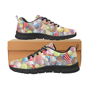 Candy Lollipop Pattern Men's Sneakers Black