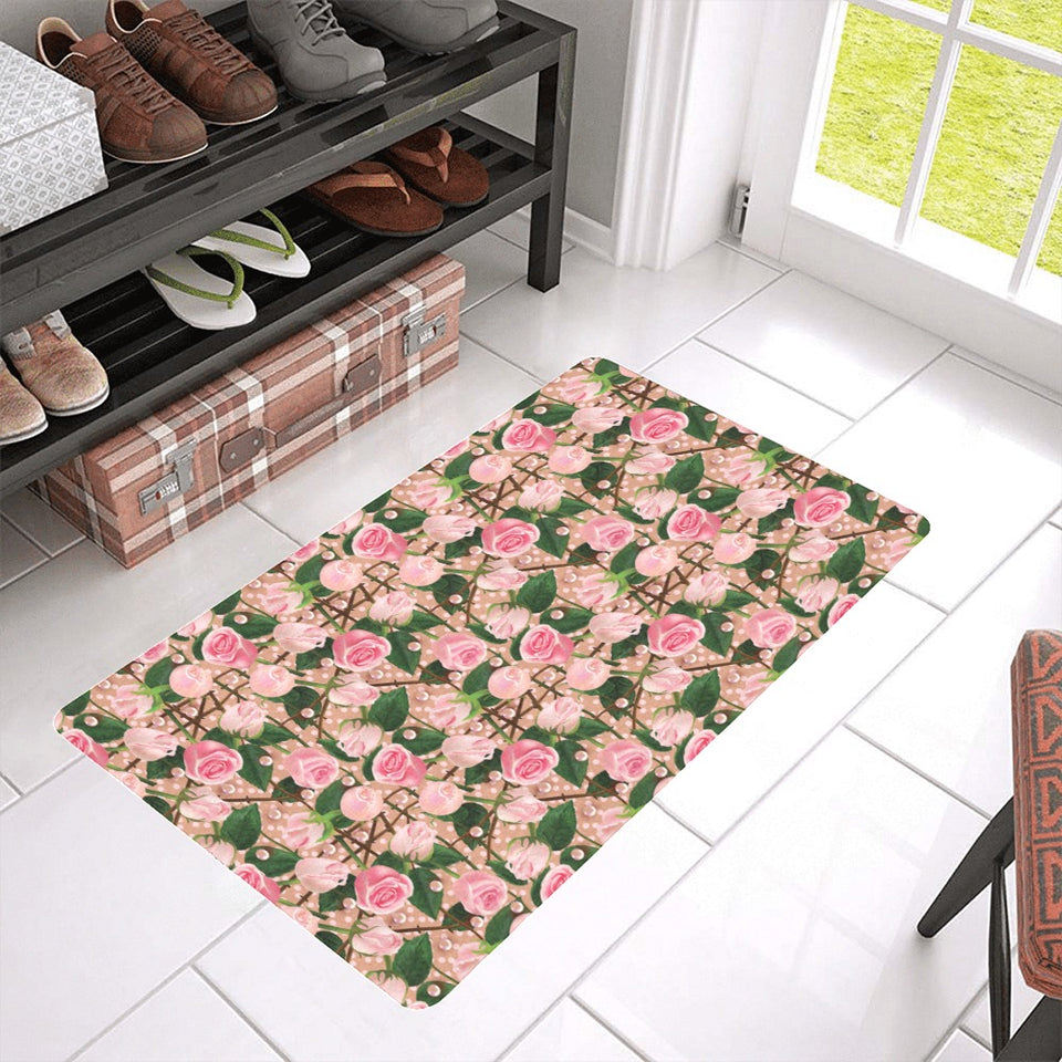 Rose Pattern Print Design 04 Doormat