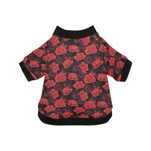 Rose Pattern Print Design 01 All Over Print Pet Dog Round Neck Fuzzy Shirt