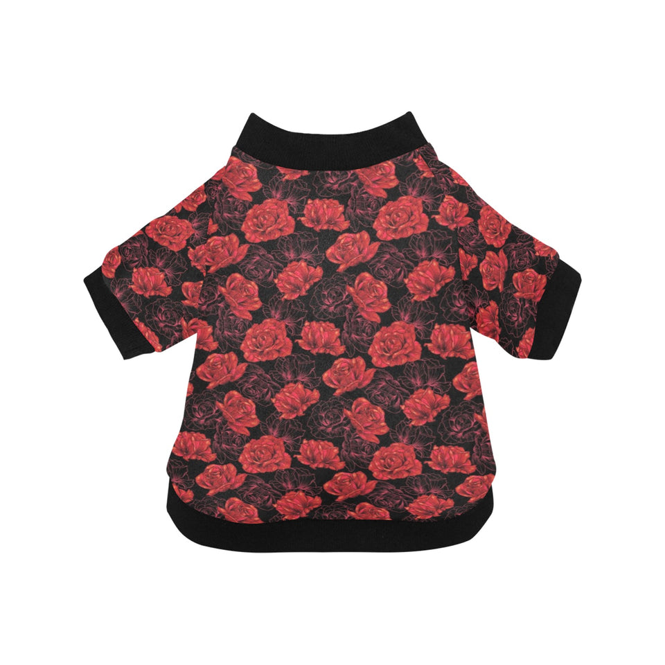 Rose Pattern Print Design 01 All Over Print Pet Dog Round Neck Fuzzy Shirt