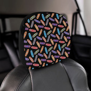 Skate Board Pattern Print Design 04 Car Headrest Cover