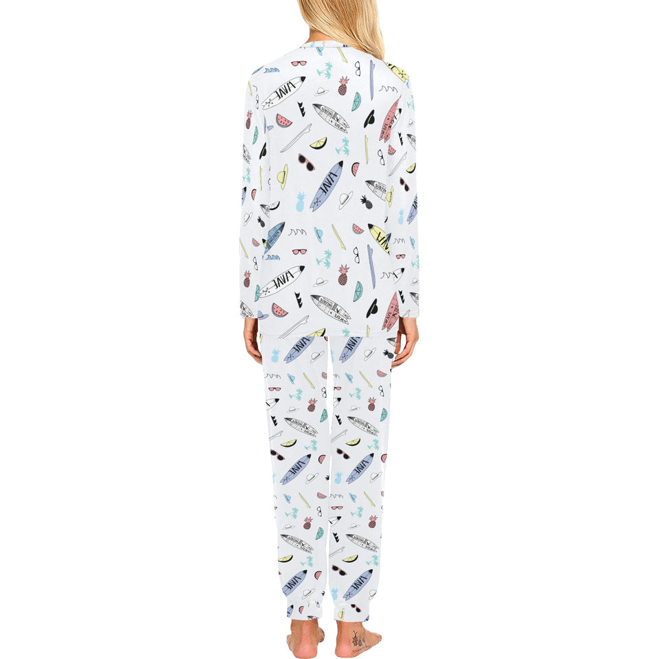 Surfboard Pattern Print Design 01 Women's All Over Print Pajama Set