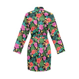 Hibiscus Pattern Print Design 01 Women's Long Sleeve Belted Night Robe