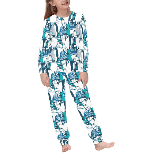 Penguin Pattern Kids' Boys' Girls' All Over Print Pajama Set