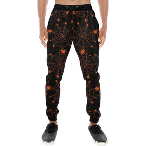 Orange Cobweb Spider Web Pattern Unisex Casual Sweatpants