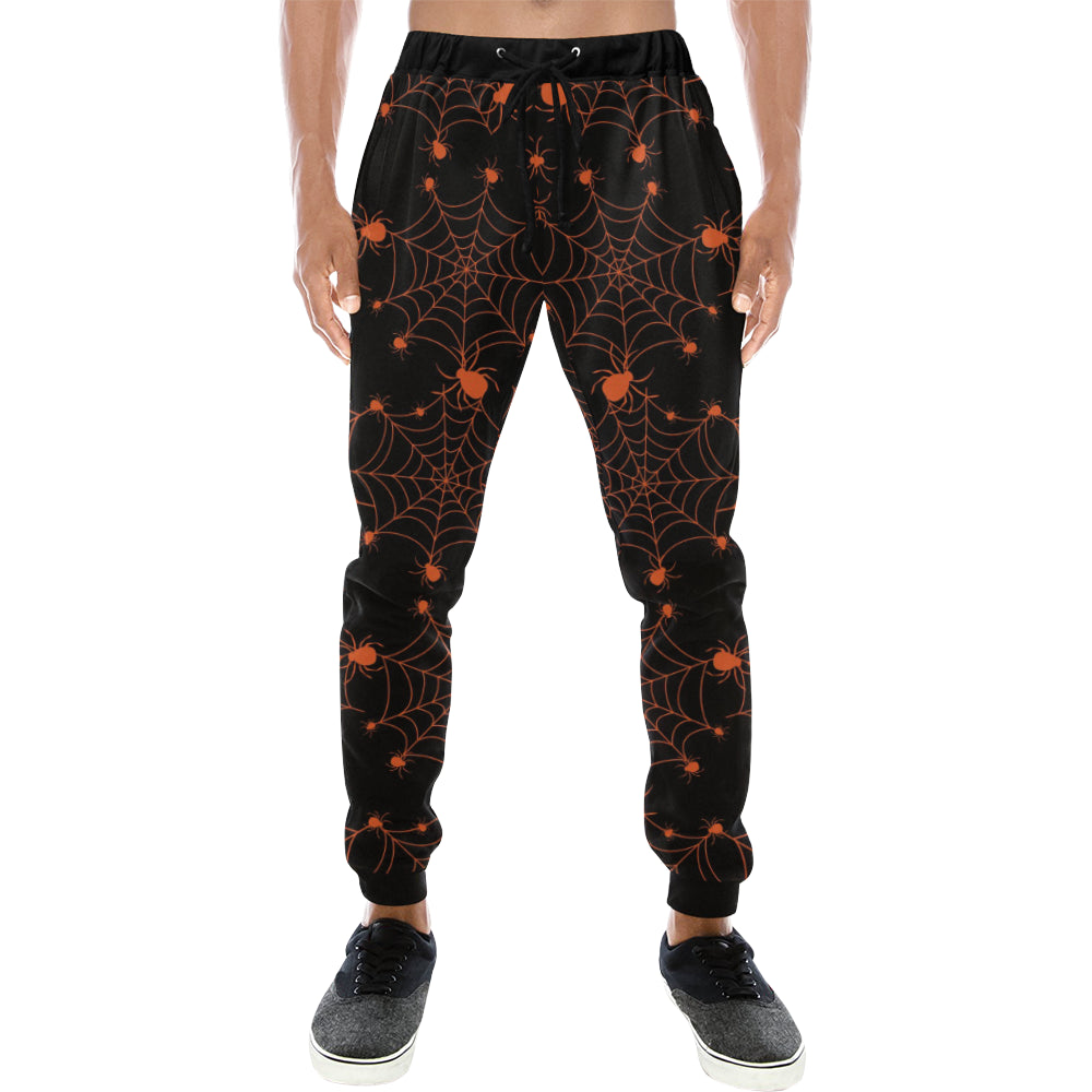 Orange Cobweb Spider Web Pattern Unisex Casual Sweatpants