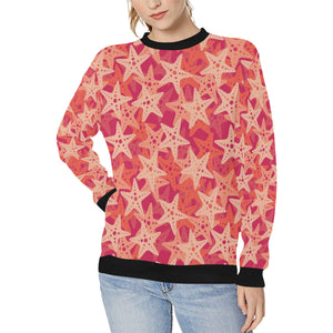 Starfish Red Theme Pattern Women's Crew Neck Sweatshirt