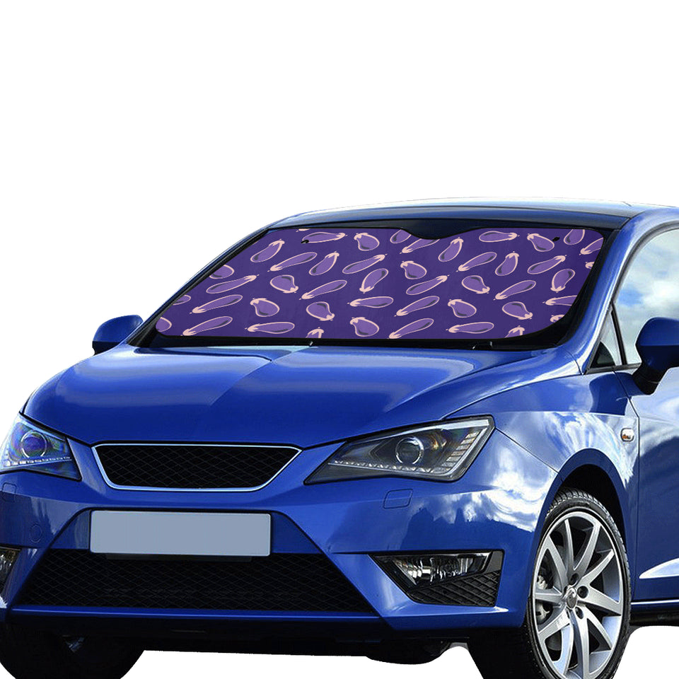 Eggplant Pattern Print Design 02 Car Sun Shade