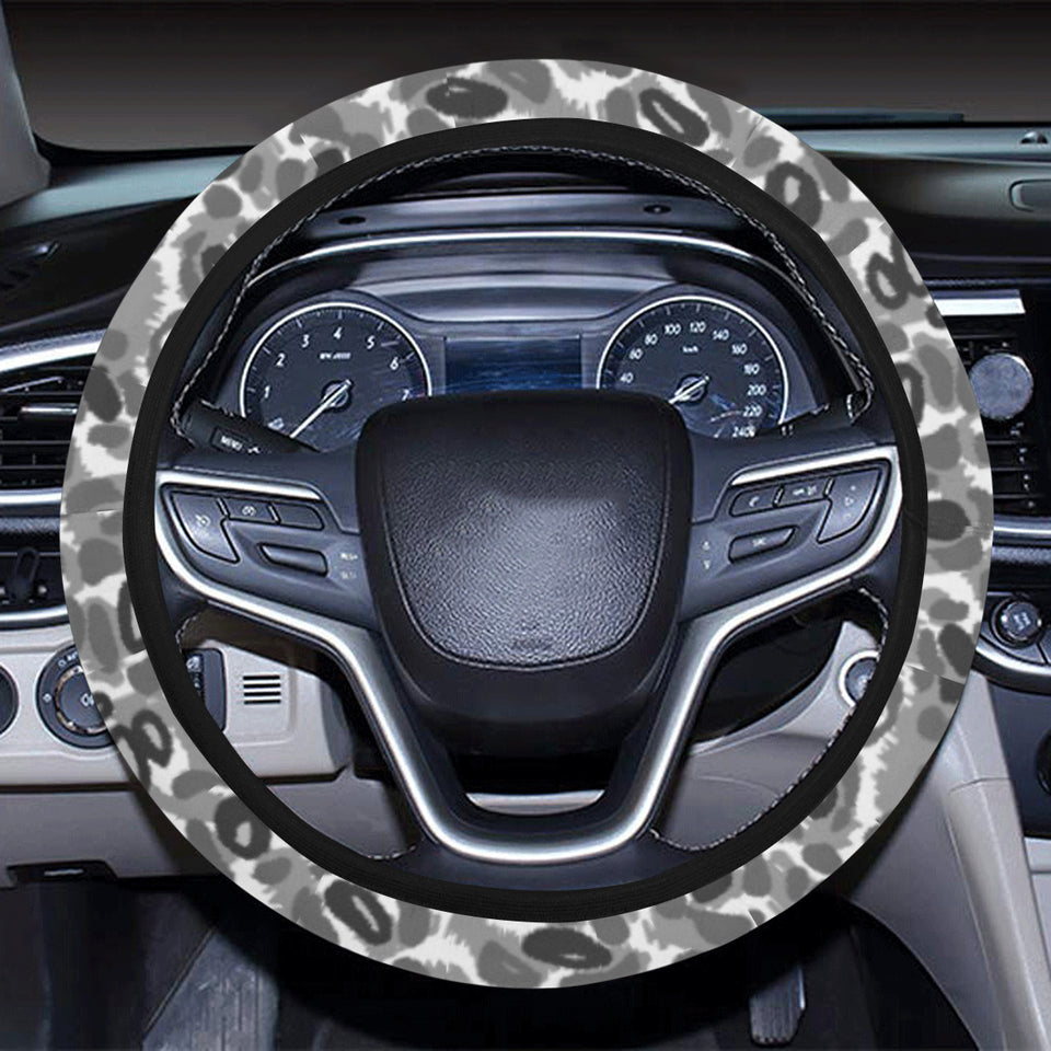 Gray Leopard Texture Pattern Car Steering Wheel Cover
