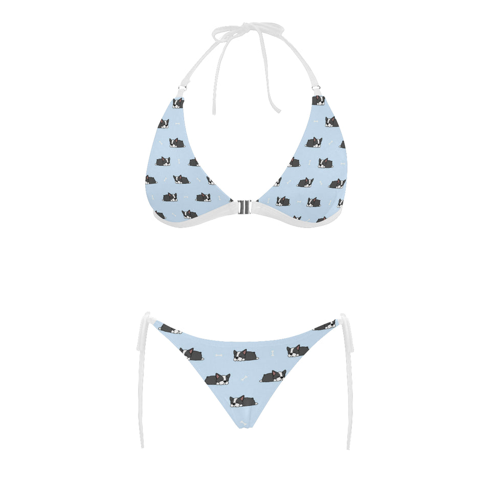 Sleep Boston Terrier Bone Pattern Sexy Bikinis Two-Pieces Swimsuits