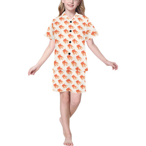 Goldfish Pattern Print Design 05 Kids' Boys' Girls' V-Neck Short Pajama Set