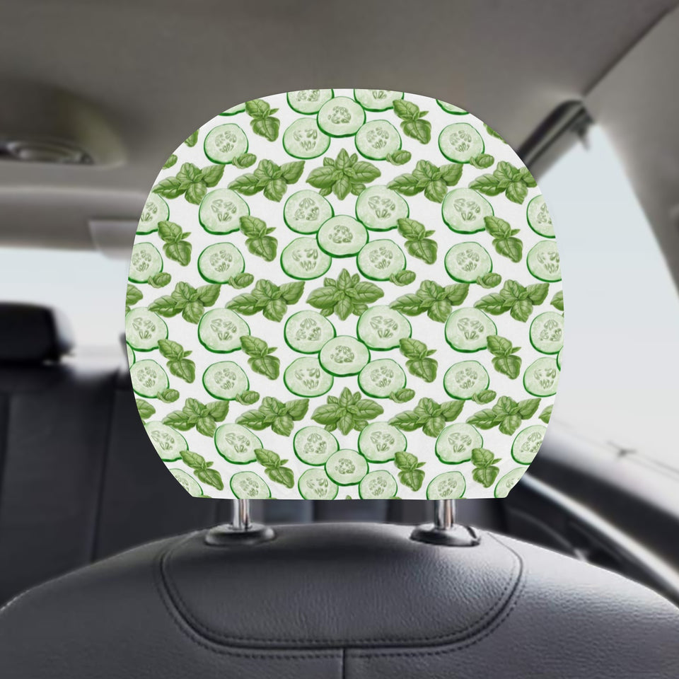 Sliced Cucumber Leaves Pattern Car Headrest Cover