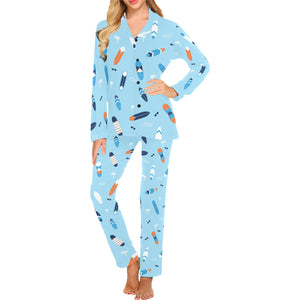 Surfboard Pattern Print Design 05 Women's Long Pajama Set