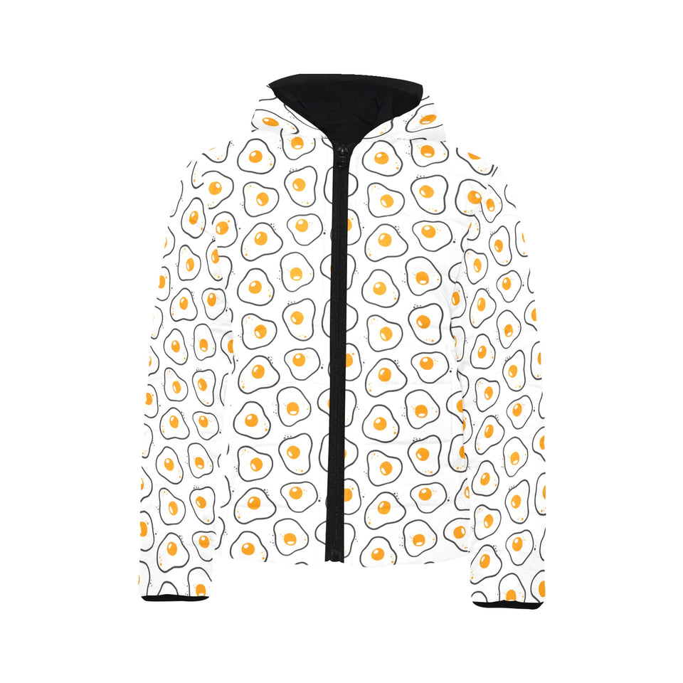 Fried Eggs Pattern Print Design 05 Kids' Boys' Girls' Padded Hooded Jacket