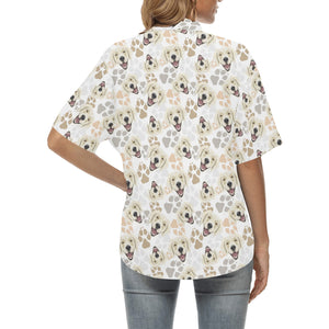 Golden Retriever Pattern Print Design 02 Women's All Over Print Hawaiian Shirt