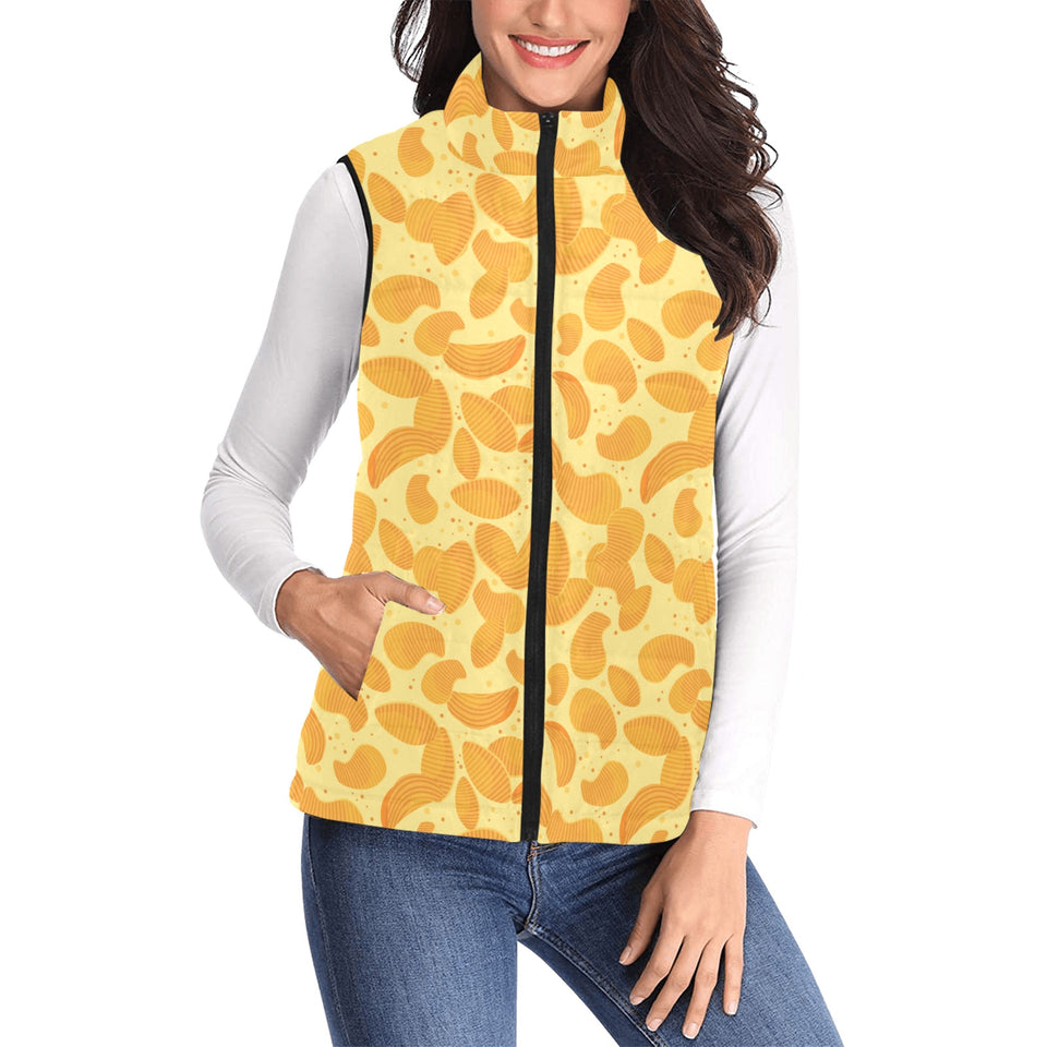 Potato Chips Pattern Print Design 04 Women's Padded Vest