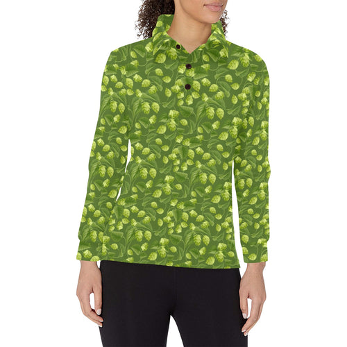 Hop Pattern Women's Long Sleeve Polo Shirt