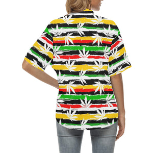 Canabis Marijuana Weed Pattern Print Design 01 Women's All Over Print Hawaiian Shirt