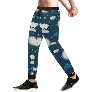 Sheep Playing Could Moon Pattern Unisex Casual Sweatpants