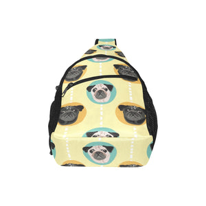 Pug Head Pattern All Over Print Chest Bag