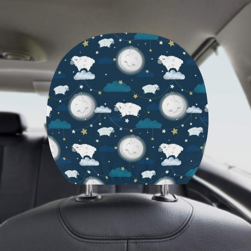 Sheep Playing Could Moon Pattern Car Headrest Cover