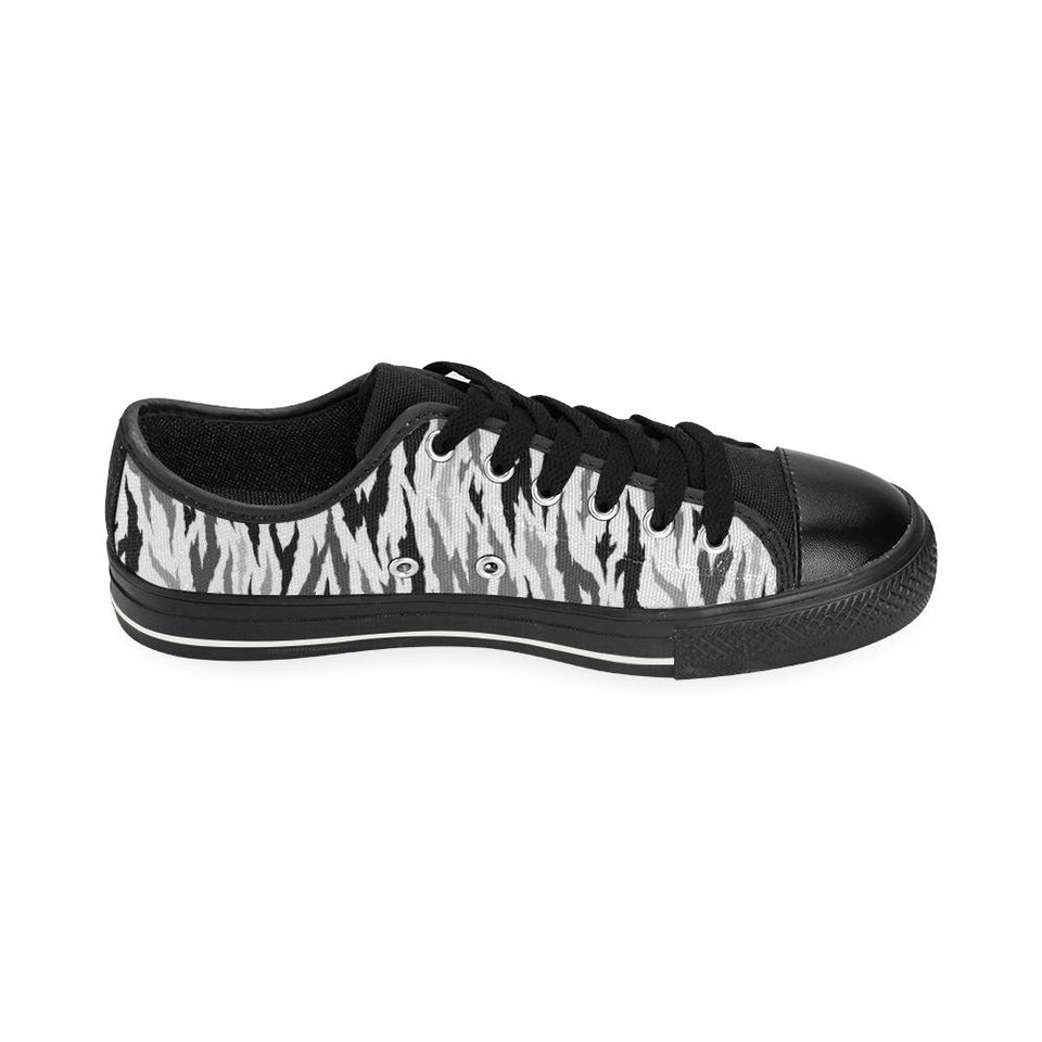 Gray Bengal Tiger Pattern Kids' Boys' Girls' Low Top Canvas Shoes Black