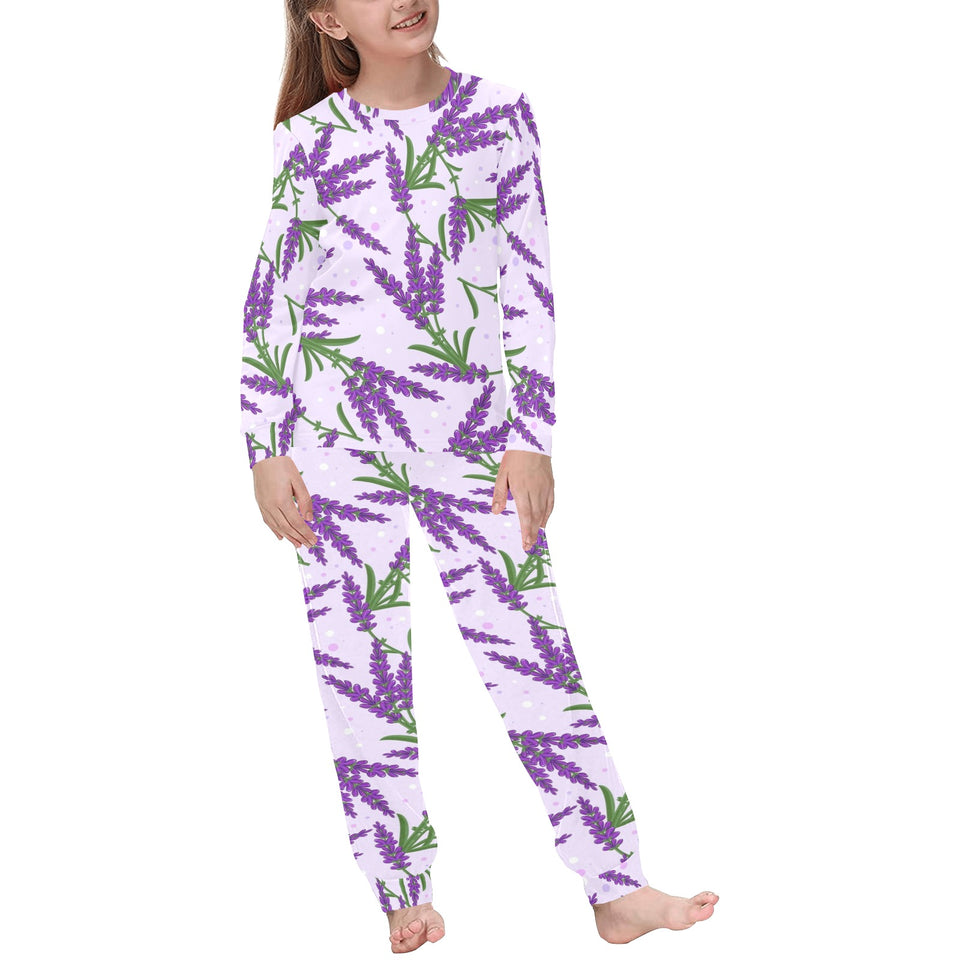 Lavender Pattern Kids' Boys' Girls' All Over Print Pajama Set