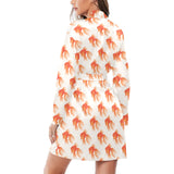 Goldfish Pattern Print Design 05 Women's Long Sleeve Belted Night Robe