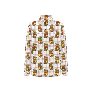 Hamburger Pattern Print Design 03 Women's Long Sleeve Polo Shirt