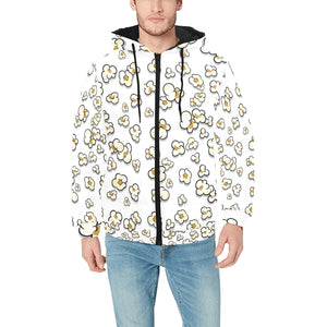 Popcorn Pattern Print Design 04 Men's Padded Hooded Jacket(ModelH42)