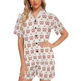 Pretzels Pattern Print Design 01 Women's V-Neck Short Pajama Set