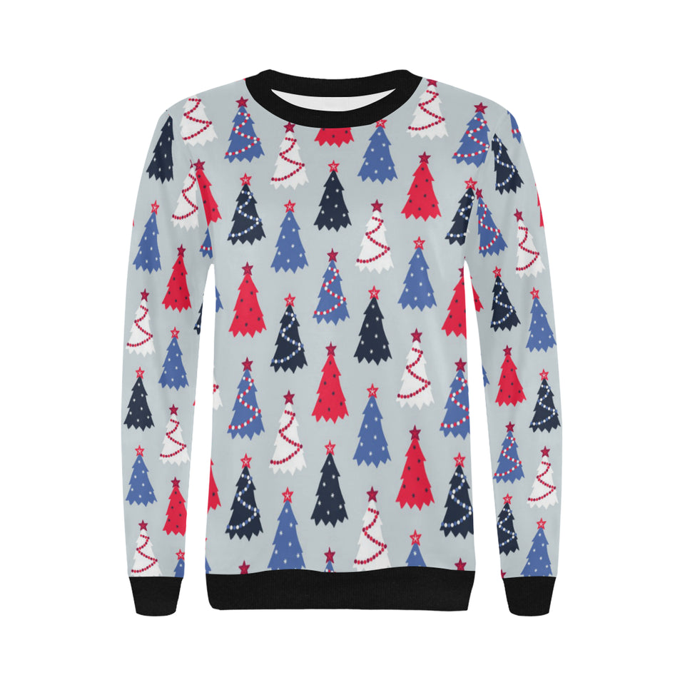 Christmas Tree Star Pattern Women's Crew Neck Sweatshirt