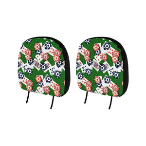 Casino Cards Suits Pattern Print Design 03 Car Headrest Cover