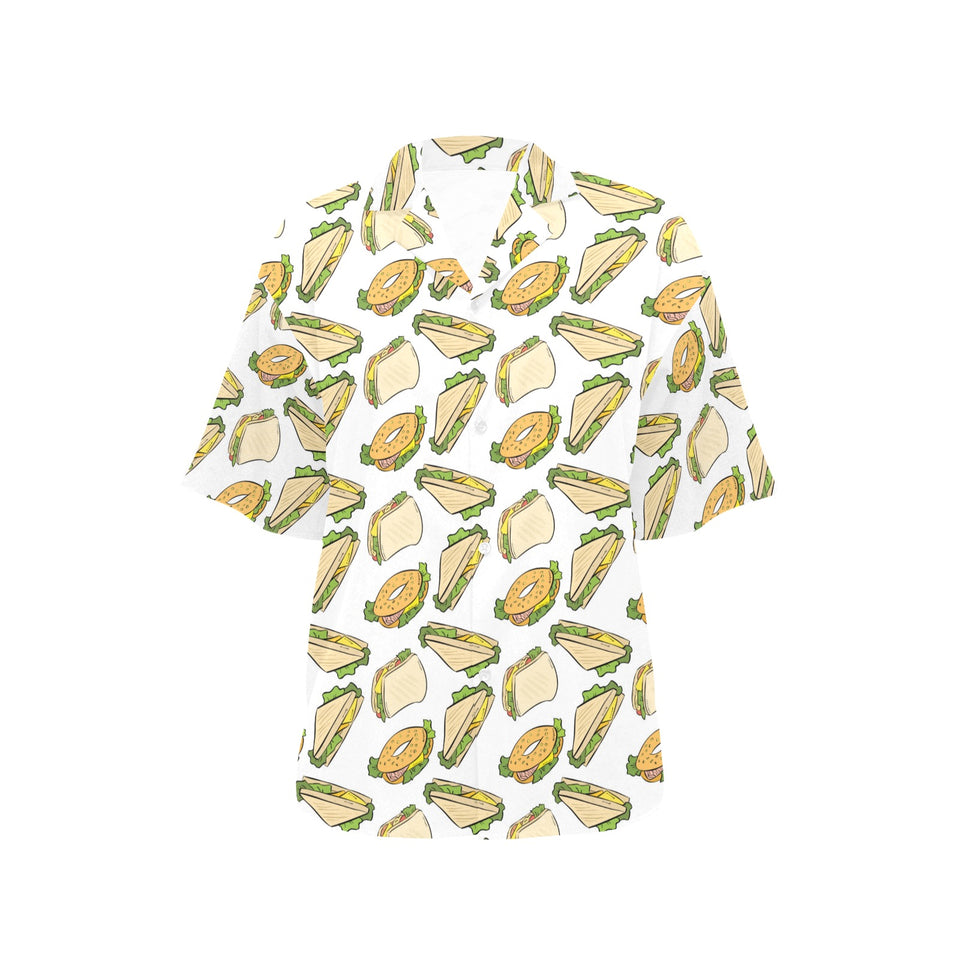 Sandwich Pattern Print Design 05 Women's All Over Print Hawaiian Shirt