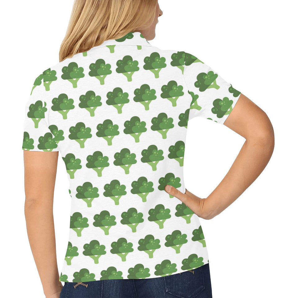 Broccoli Pattern Women's All Over Print Polo Shirt