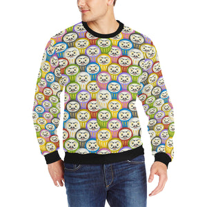 Colorful Daruma Pattern Men's Crew Neck Sweatshirt