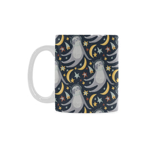 Sloth Astronaut Pattern Classical White Mug (FulFilled In US)