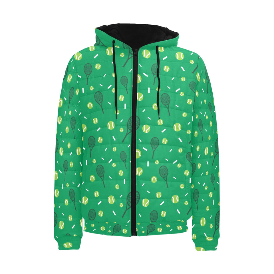 Tennis Pattern Print Design 03 Men's Padded Hooded Jacket(ModelH42)