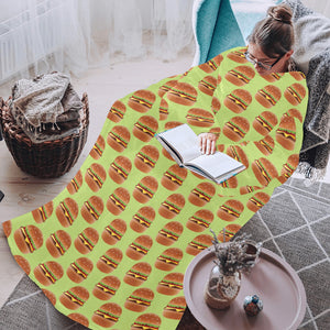 Hamburger Pattern Print Design 02 Blanket Robe with Sleeves