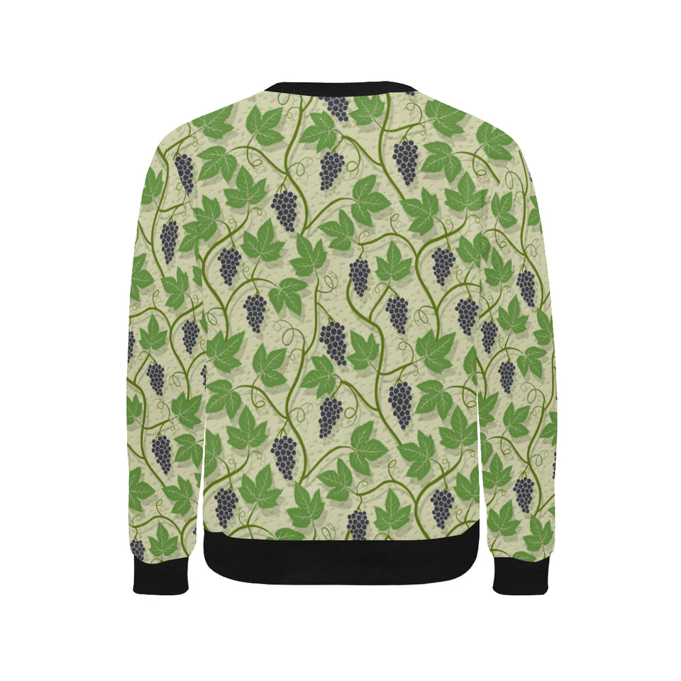 Grape Leaves Pattern Men's Crew Neck Sweatshirt