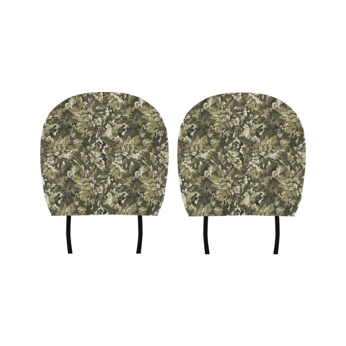 Green Camo Camouflage Flower Pattern Car Headrest Cover